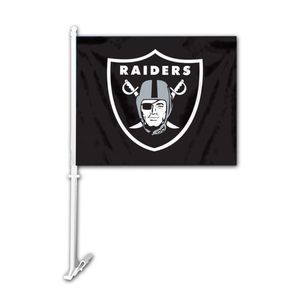 NFL Las Vegas Raiders Car Auto Flag Banner & Pole 2 sided-black 3118 12 x 8"